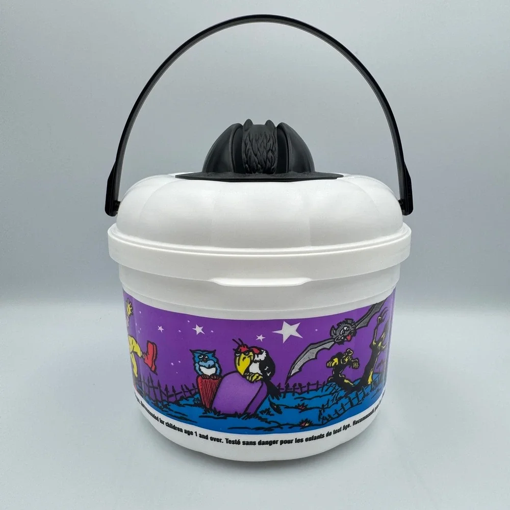 Vintage 1993 McDonalds Halloween Bucket Pail Bat Lid Ronald‎ Grimace Hamburglar